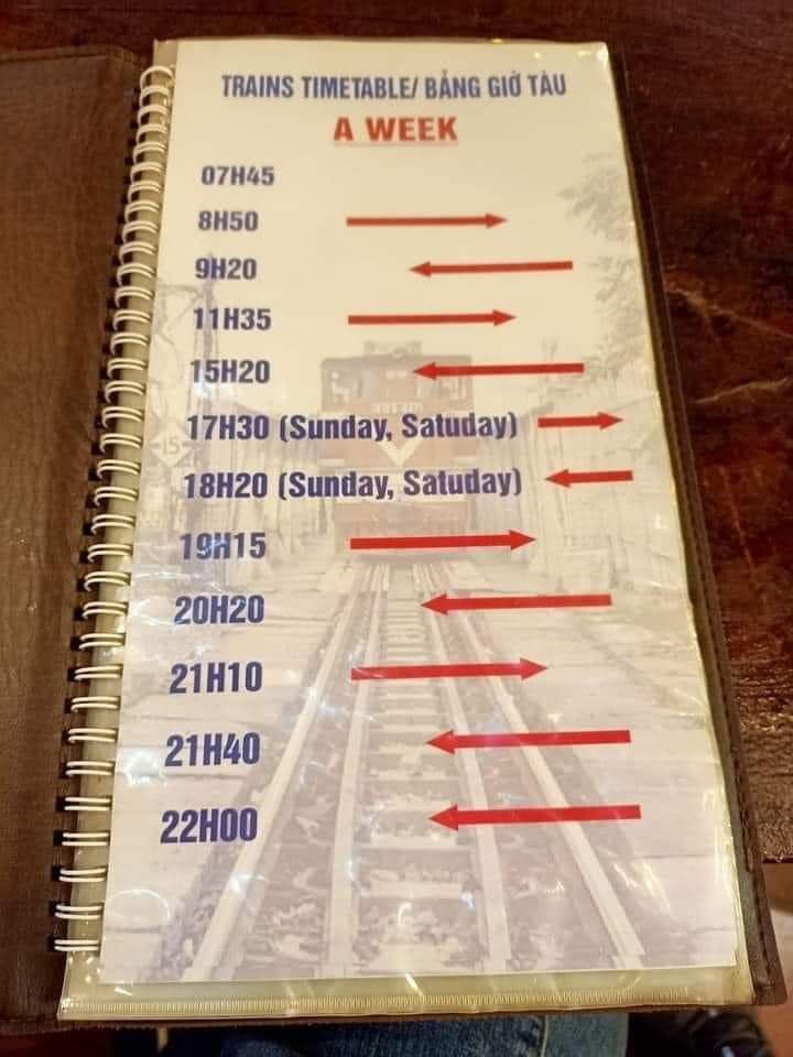 Train Street Hanoi schedule by local coffee shop
