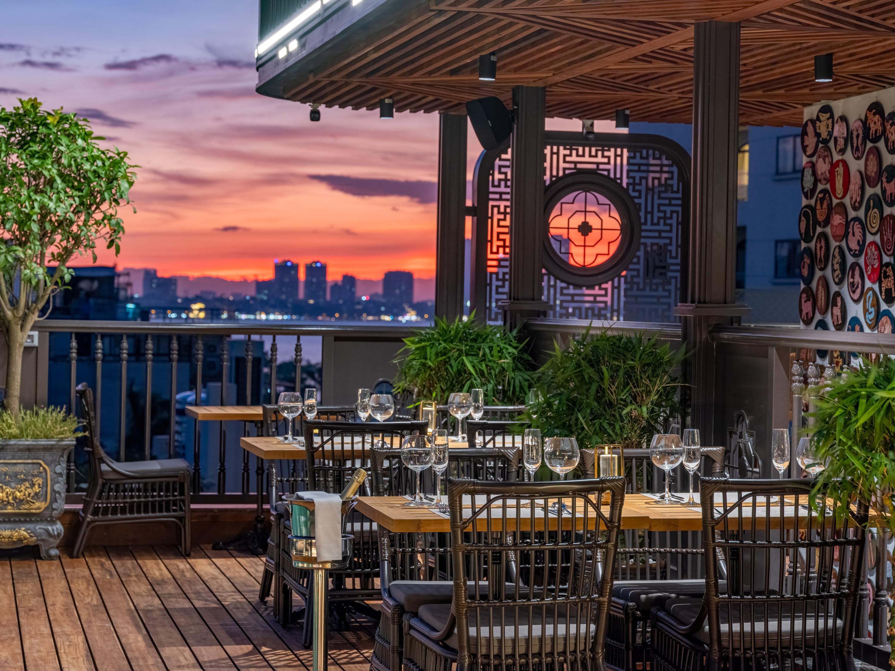 Admiring the sunset from rooftop view at Nón Sky bar